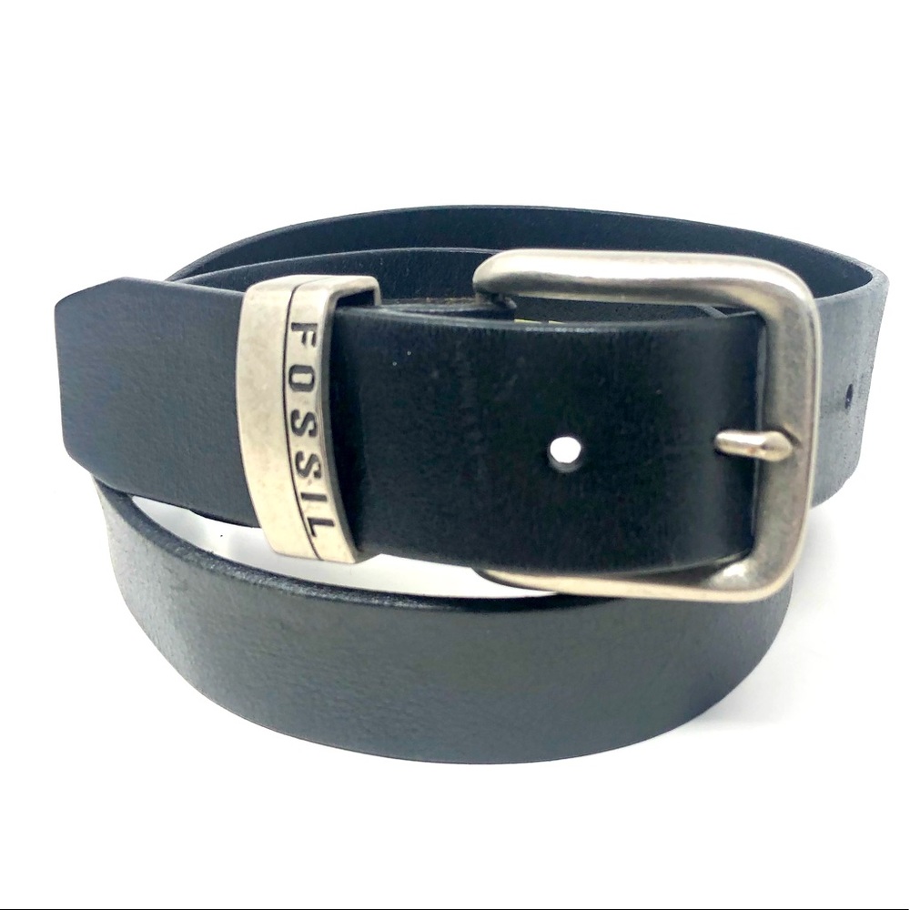 Fossil Black Leather Belt Size 34